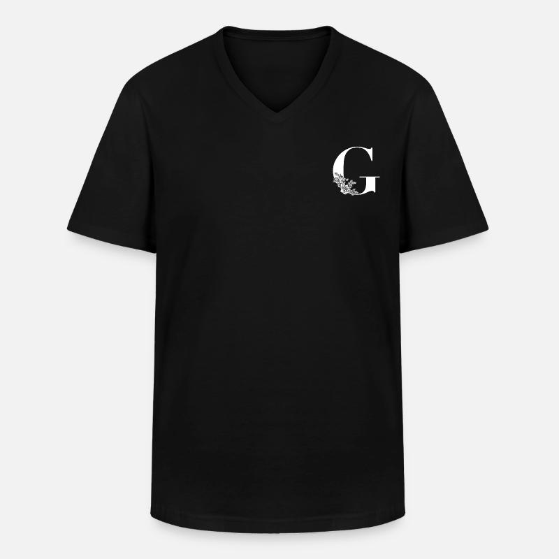 Buchstabe G Blume - Männer-T-Shirt mit V-Ausschnitt - Schwarz