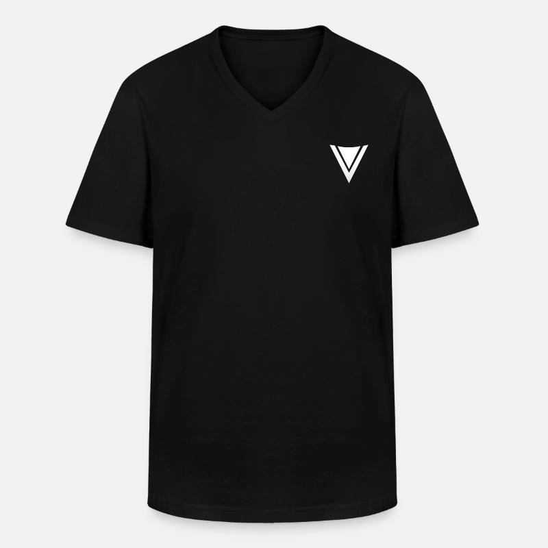 FronzeDE Basic Weiß - Männer-T-Shirt mit V-Ausschnitt - Schwarz