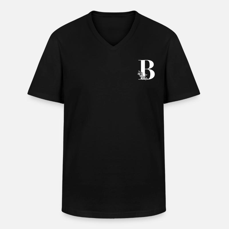 Buchstabe B Blume - Männer-T-Shirt mit V-Ausschnitt - Schwarz