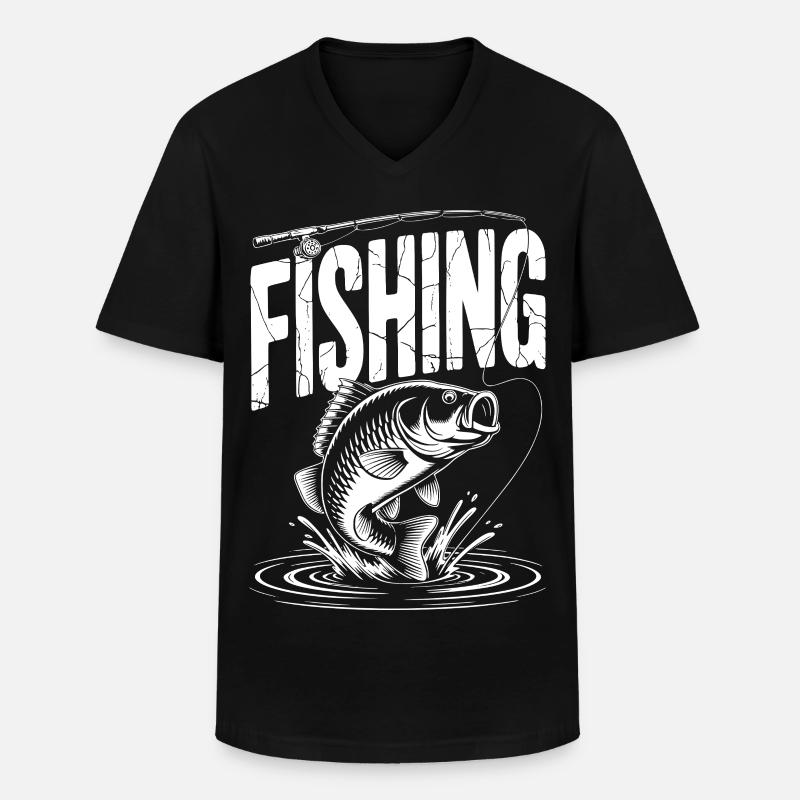 Fischen Karpfen  - Männer-T-Shirt mit V-Ausschnitt - Schwarz