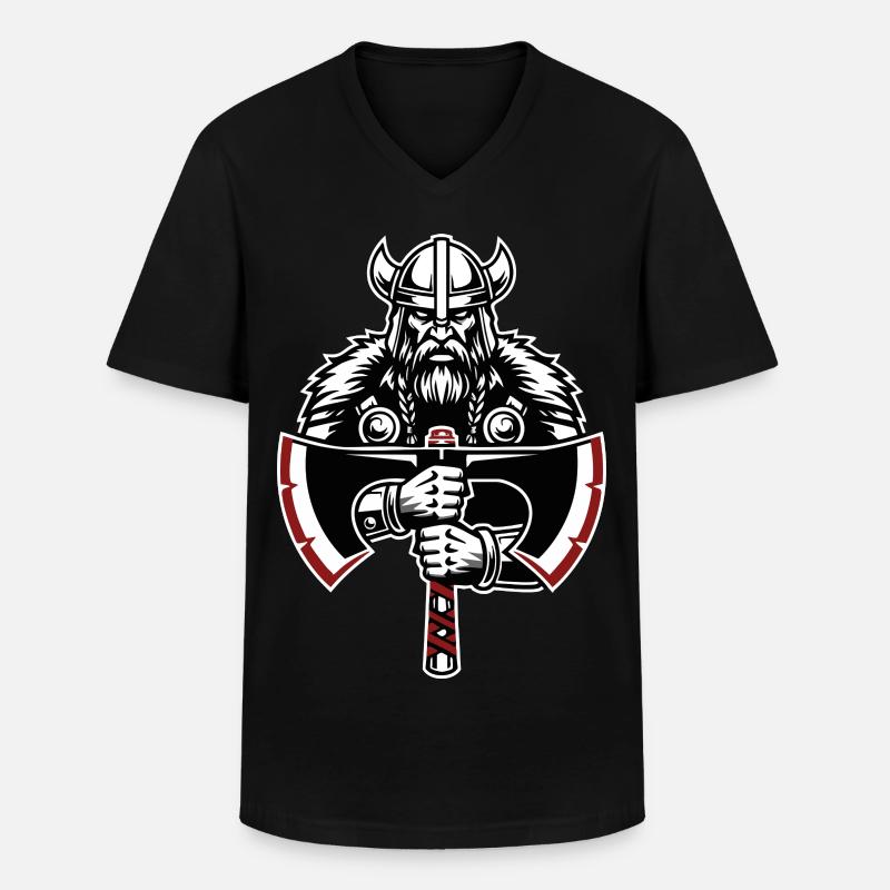 Wikinger-Schild-Runen Keltische Knoten-Maskottchen - Männer-T-Shirt mit V-Ausschnitt - Schwarz