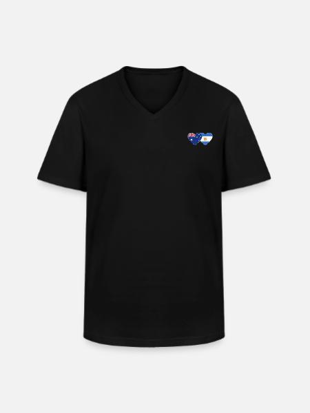Australia Argentina flag heart - Men's V-Neck T-Shirt - black
