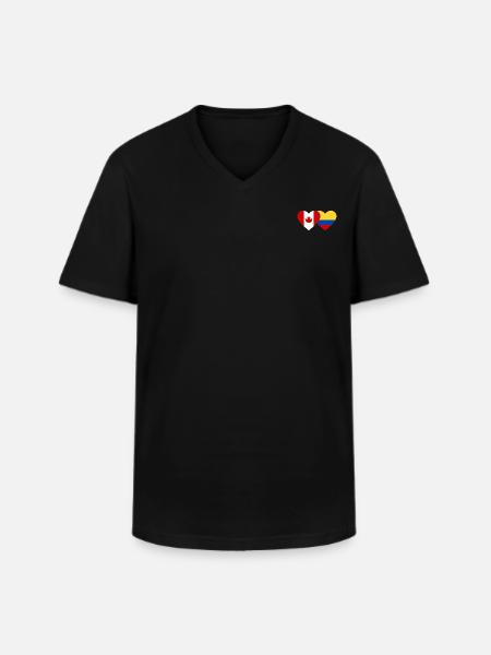 Canada Colombie Drapeau Coeur - T-shirt col V Homme - noir