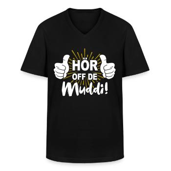 Sachsen Mama Hör Off De Muddi Sprüche - Männer-T-Shirt mit V-Ausschnitt - Schwarz - Vorne - AI Model Male 178 dark (178cm)