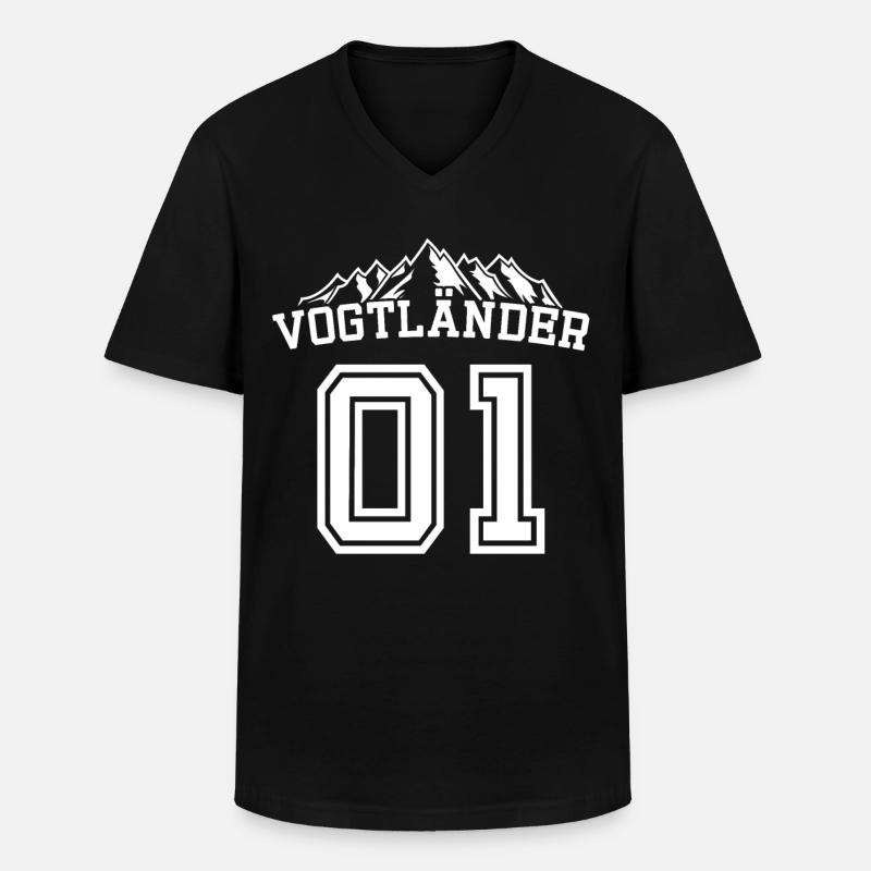 Vogtländer Geschenk Vogtland Nummer 01 Eins - Männer-T-Shirt mit V-Ausschnitt - Schwarz