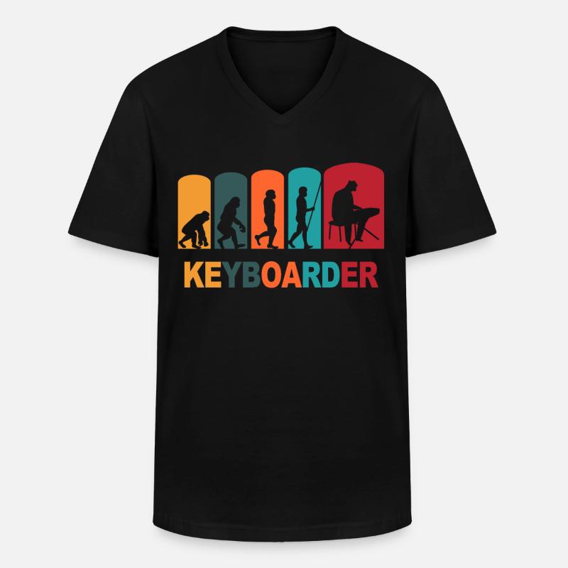 Keyboarder Evolutions Keyboardspieler - Männer-T-Shirt mit V-Ausschnitt - Schwarz