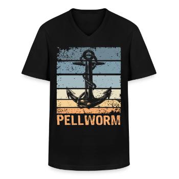 Pellworm Urlaub Nordsee Anker - Männer-T-Shirt mit V-Ausschnitt - Schwarz - Vorne - AI Model Male 178 dark (178cm)