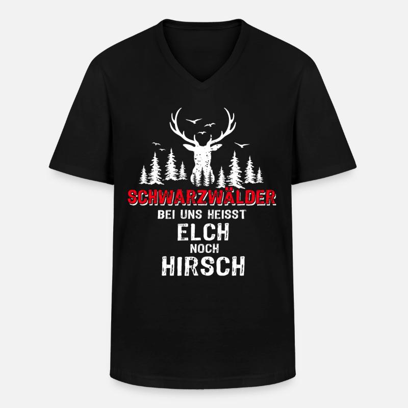 Schwarzwald Sprüche Schwarzwälder Hirsch - Männer-T-Shirt mit V-Ausschnitt - Schwarz