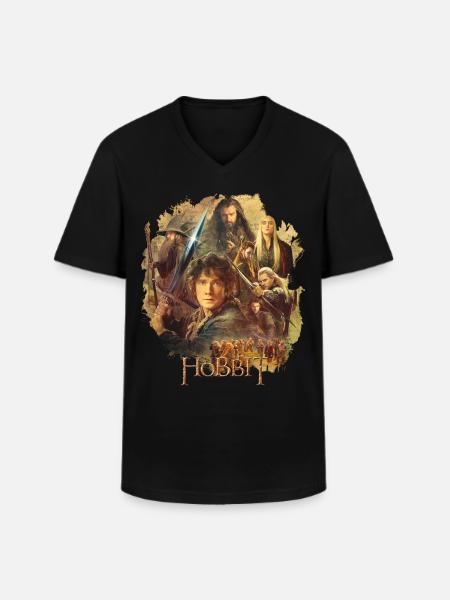 The Hobbit Characters Around Bilbo Baggins - Men's V-Neck T-Shirt - black