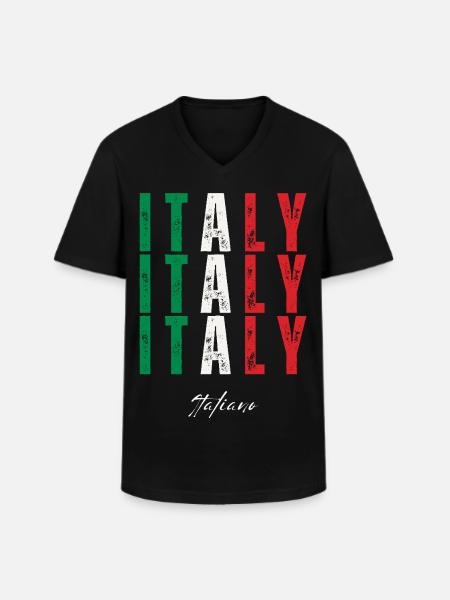 Flag of Italy, Italian pride - Men's V-Neck T-Shirt - black