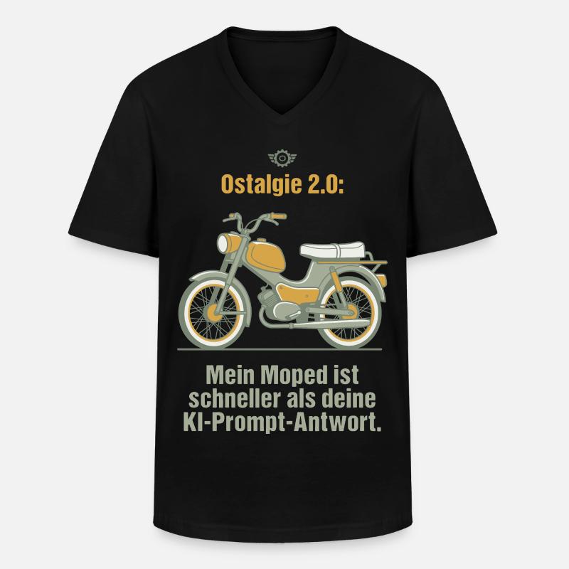 Ostalgie Moped. KI Prompt Spruch - Männer-T-Shirt mit V-Ausschnitt - Schwarz