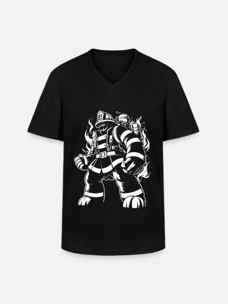 Pompier monstre - T-shirt col V Homme - noir