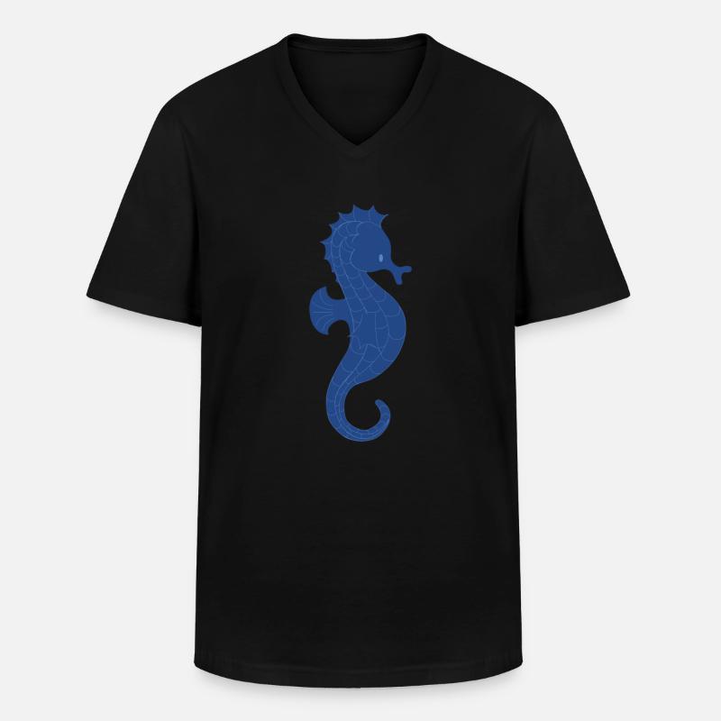 Seepferdchen - Männer-T-Shirt mit V-Ausschnitt - Schwarz