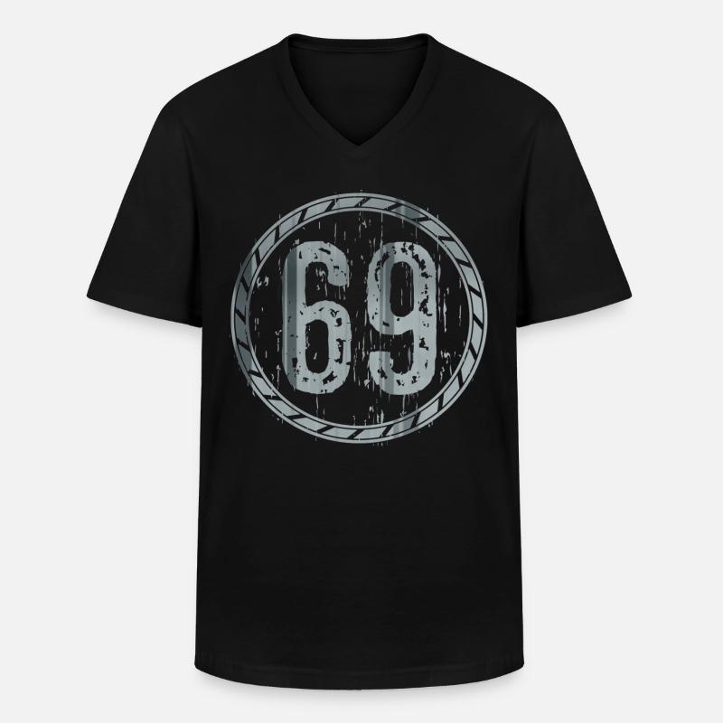 69 - Männer-T-Shirt mit V-Ausschnitt - Schwarz