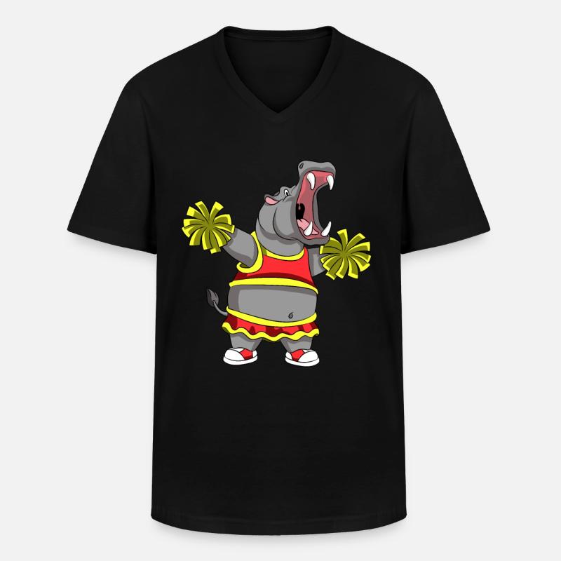 CHEERLEADER HIPPO - Männer-T-Shirt mit V-Ausschnitt - Schwarz
