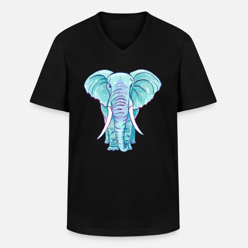 Der blaue Elefant - Männer-T-Shirt mit V-Ausschnitt - Schwarz