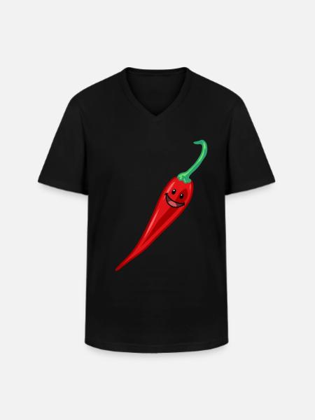 Chili Chili Pepperoni épices végétalien - T-shirt col V Homme - noir