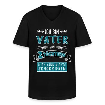 Vatertag Geschenkidee für Vater Opa von 2 Töchtern - Männer-T-Shirt mit V-Ausschnitt - Schwarz - Vorne - AI Model Male 178 dark (178cm)