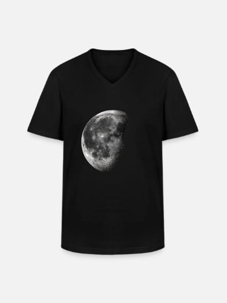 Maan / halve maan - Klassiek mannen T-shirt met V-hals - zwart