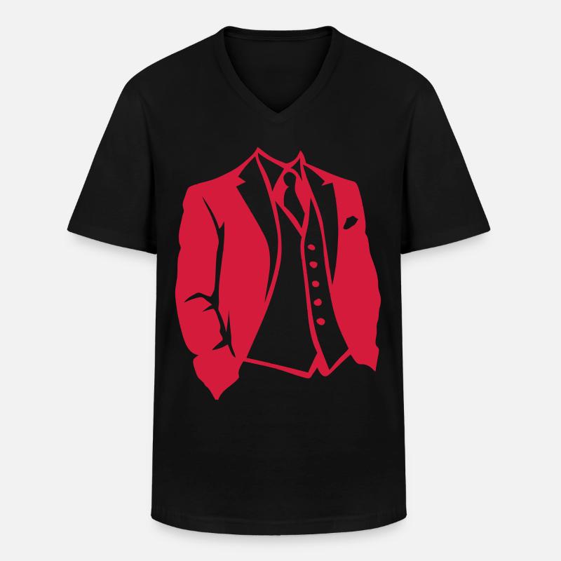 Anzug Krawatte 1 - Männer-T-Shirt mit V-Ausschnitt - Schwarz
