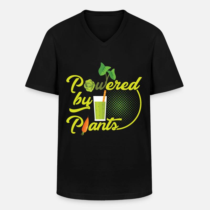 Powered by plants - Männer-T-Shirt mit V-Ausschnitt - Schwarz