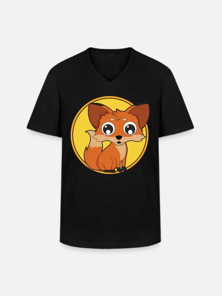 Renard bébé animaux mignons - T-shirt col V Homme - noir