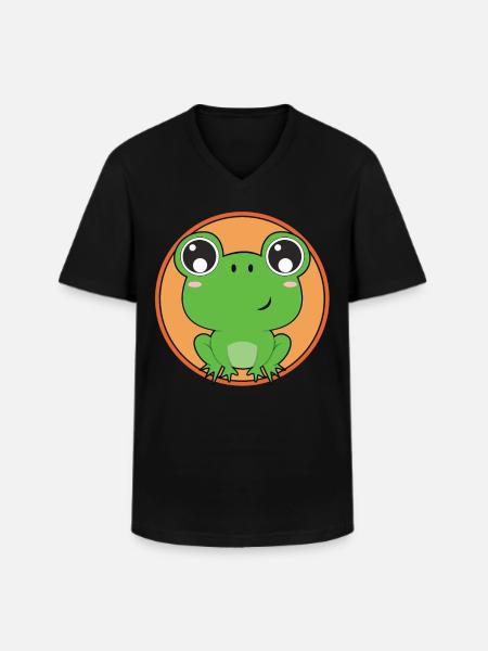 Süßer Frosch - Männer-T-Shirt mit V-Ausschnitt - Schwarz
