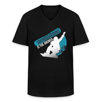 snowboard snowboard - Men's V-Neck T-Shirt - black - Front - AI Model Male 178 dark (178cm)