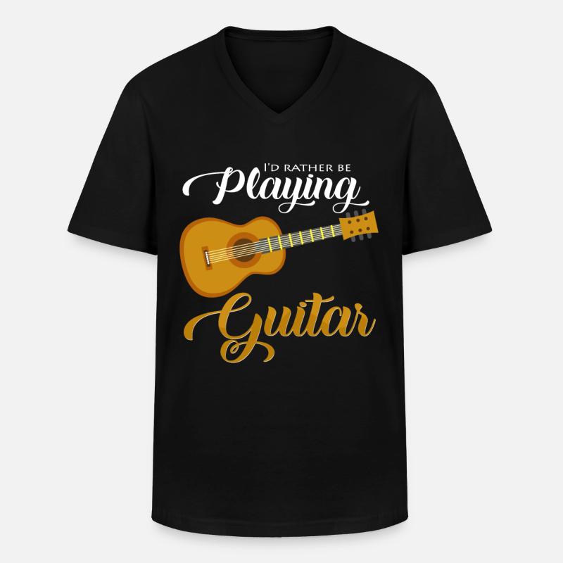 Gitarre - Männer-T-Shirt mit V-Ausschnitt - Schwarz