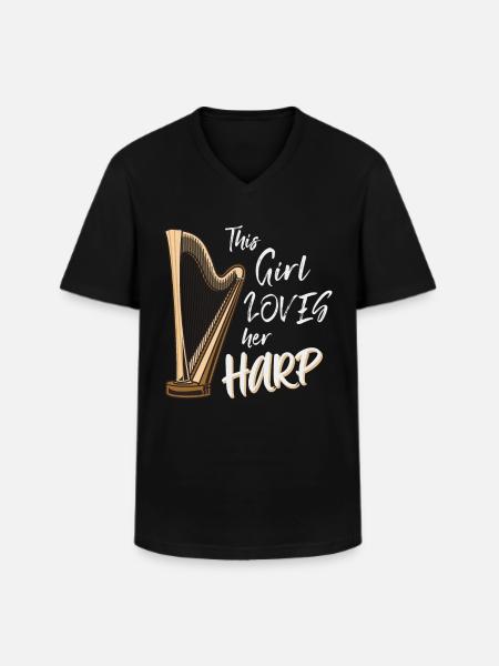 Harp Player Harp - Men's V-Neck T-Shirt - black
