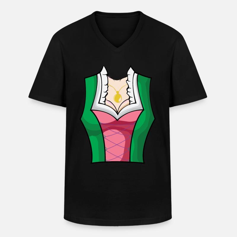 Tracht Dirndl mit Busen - Männer-T-Shirt mit V-Ausschnitt - Schwarz