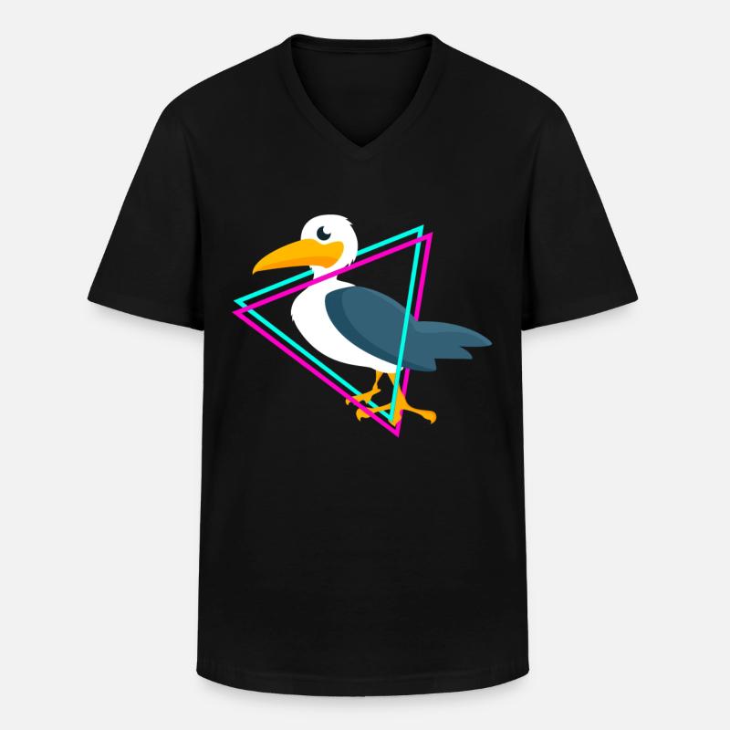Möwen - Männer-T-Shirt mit V-Ausschnitt - Schwarz