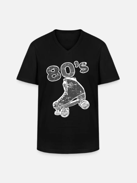 80s 80s eighties roller skates skates skate roller - Men's V-Neck T-Shirt - black