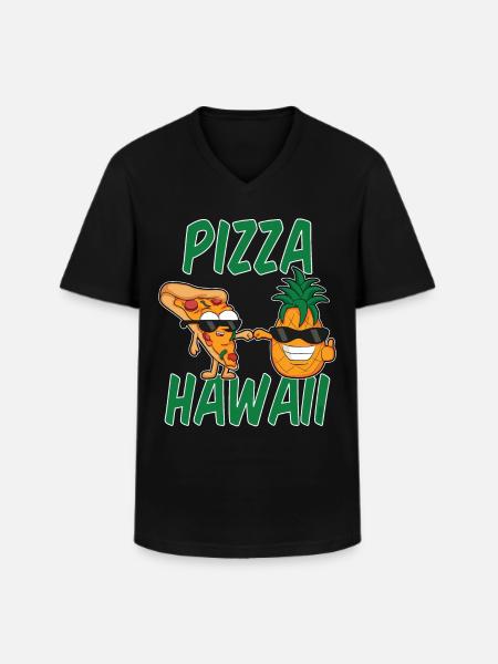 Cadeau de tomates au jambon et à l'ananas Pizza Hawaii - T-shirt col V Homme - noir