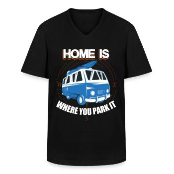 Van Camper Life - Men's V-Neck T-Shirt - black - Front - AI Model Male 178 dark (178cm)