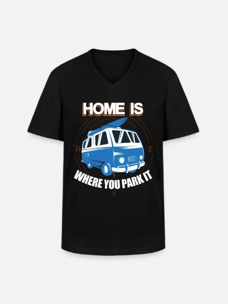 Van Camper Life - Men's V-Neck T-Shirt - black