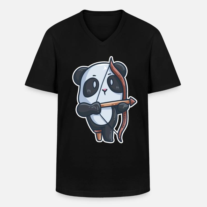 Panda Archery Disability Denture Gift - Men's V-Neck T-Shirt - black