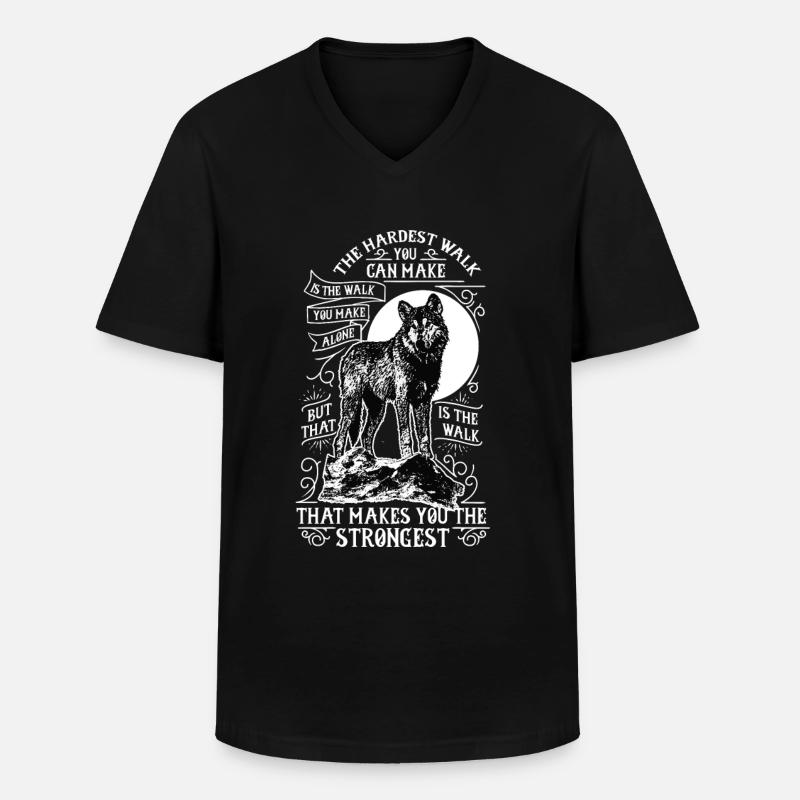 Einsamer Wolf - Männer-T-Shirt mit V-Ausschnitt - Schwarz