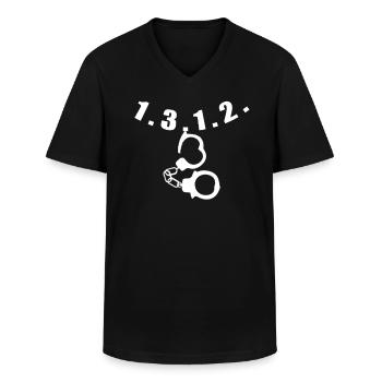 ACAB | 1312 | HIP HOP | RAP | GANGSTA HANDSCHELLE - T-shirt col V Homme - noir - Devant - AI Model Male 178 dark (178cm)
