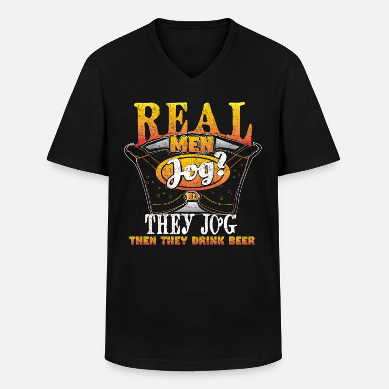 Jogging Bier - Männer-T-Shirt mit V-Ausschnitt - Schwarz