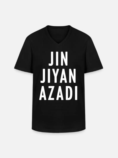 JIN JYAN AZADI - Men's V-Neck T-Shirt - black