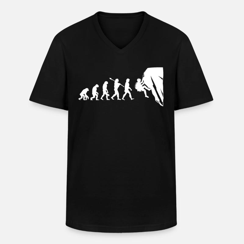 Klettern Bouldern Evolution Bergsteigen - Männer-T-Shirt mit V-Ausschnitt - Schwarz