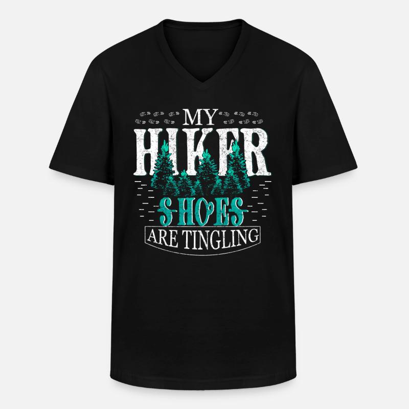 Wanderer Wald - Männer-T-Shirt mit V-Ausschnitt - Schwarz