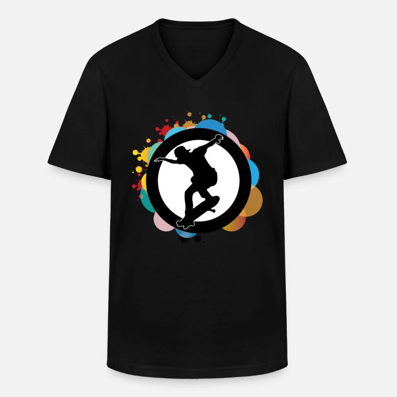 Skateboarden - Männer-T-Shirt mit V-Ausschnitt - Schwarz