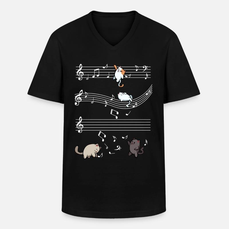 Katze - Männer-T-Shirt mit V-Ausschnitt - Schwarz