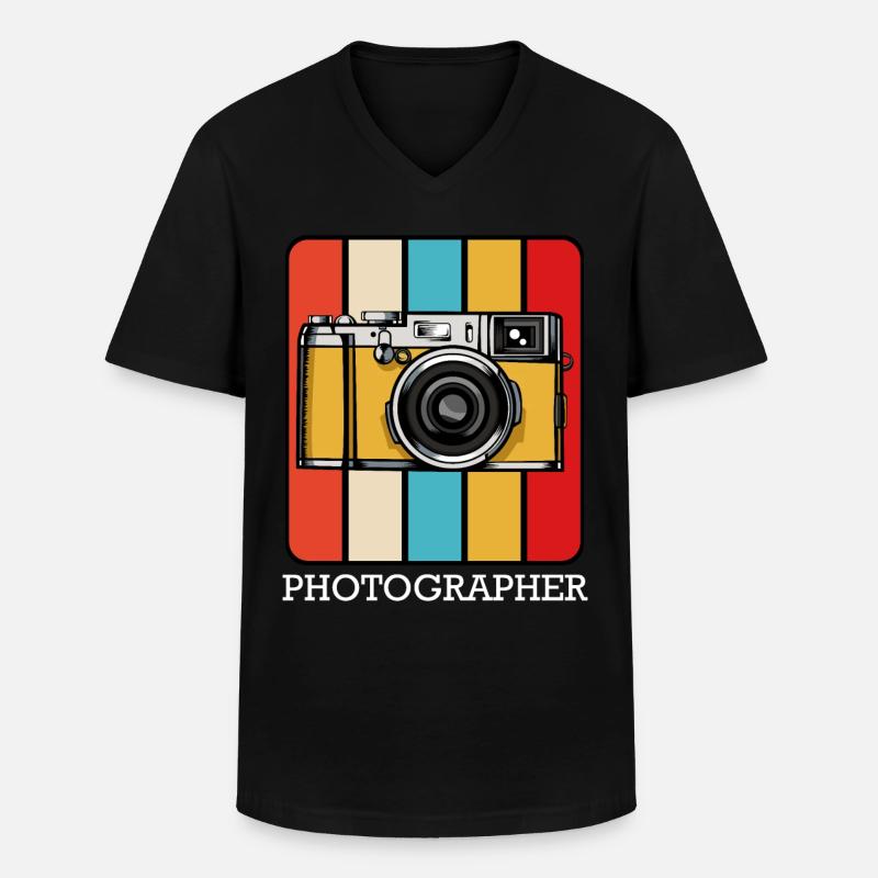Fotograf - Männer-T-Shirt mit V-Ausschnitt - Schwarz