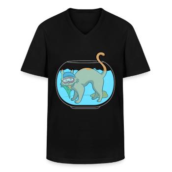PECHE DE CHASSE A LA PECHE - T-shirt col V Homme - noir - Devant - AI Model Male 178 dark (178cm)