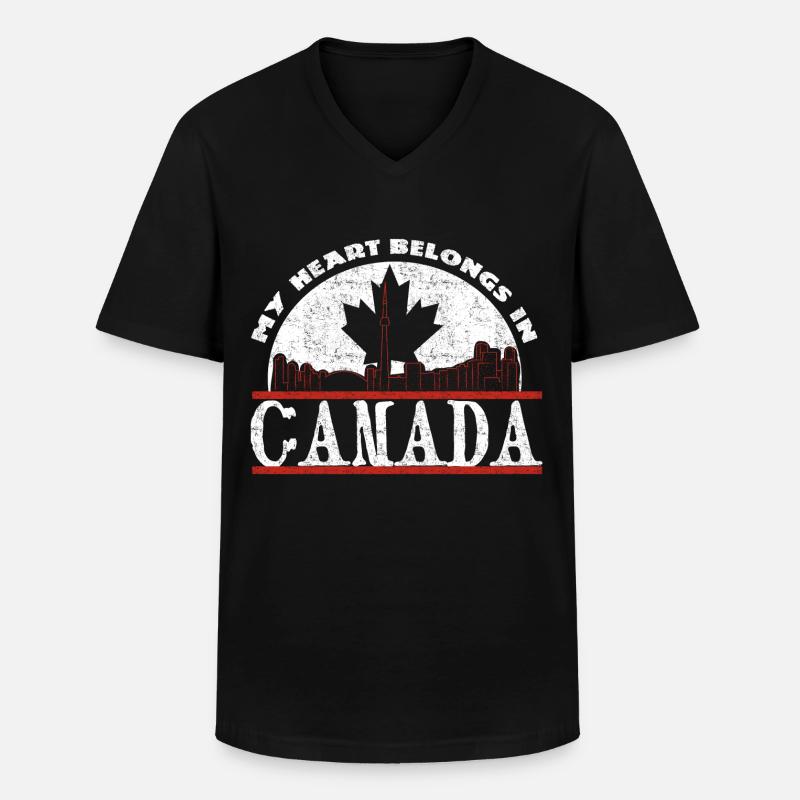 Kanada - Männer-T-Shirt mit V-Ausschnitt - Schwarz