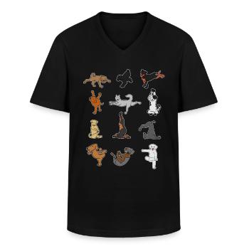 Dog Yoga Dog Puppy Meditation Relaxation - Men's V-Neck T-Shirt - black - Front - AI Model Male 178 dark (178cm)