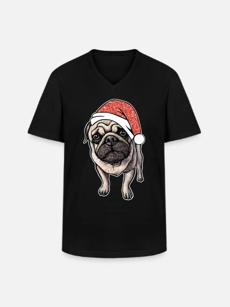 Pug Pug Christmas Gift Idea - Men's V-Neck T-Shirt - black